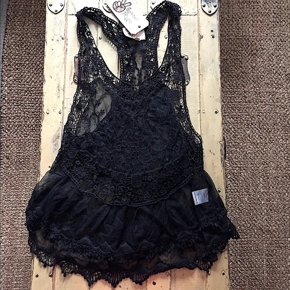 ASOS SPIRITUAL HIPPIE STRETCH BOHO OVERSIZED TOP SHEER LACE TANK TOP M 8 10 - Picture 13 of 17